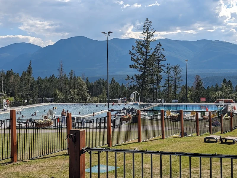 Broad outdoor mineral pools with mountain views at Fairmont Hot Springs
